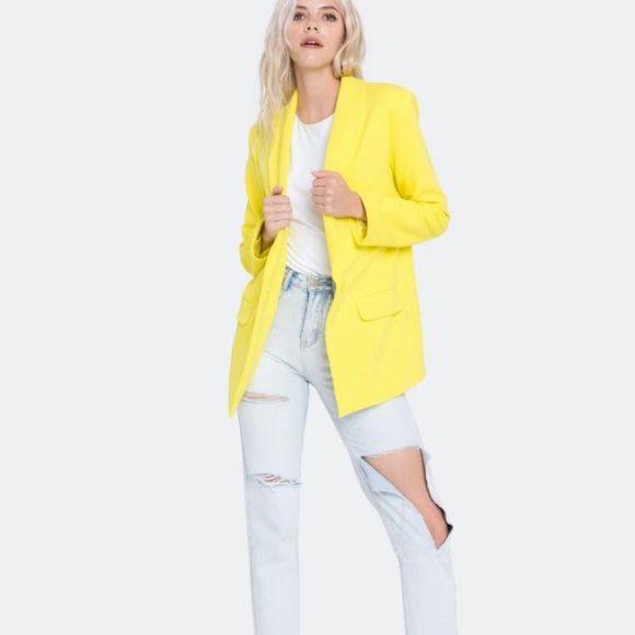 NWT GREY LAB BRIGHT YELLOW BLAZER - Picture 5 of 8
